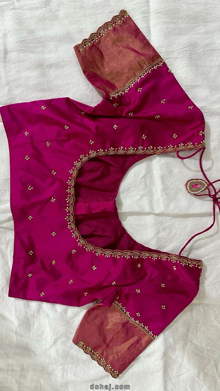 Silk Saree Simple Embroidery Designs For Blouse