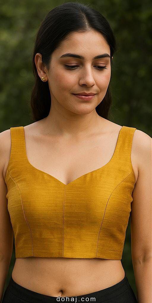 Silk Saree Sleeveless Blouse Designs