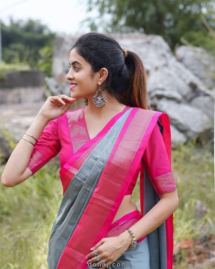 Silver Zari Saree Blouse Designs