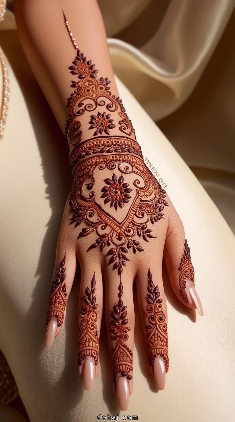 Simple Arabic Henna Teej Mehndi Design 2024