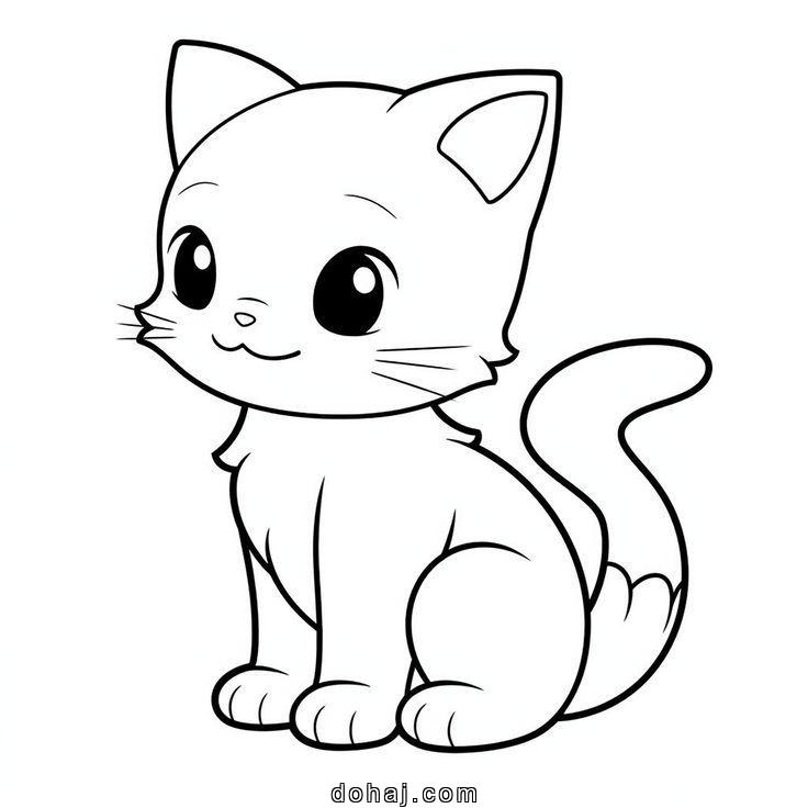 Simple Black Cat Drawing