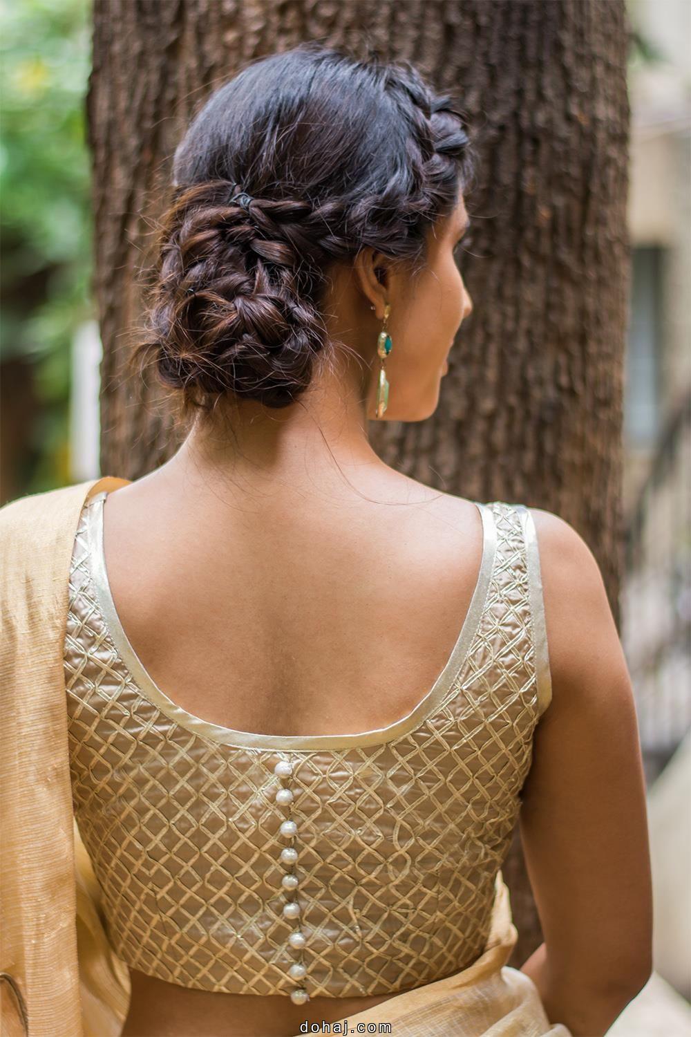 Simple Cotton Saree Blouse Back Neck Designs