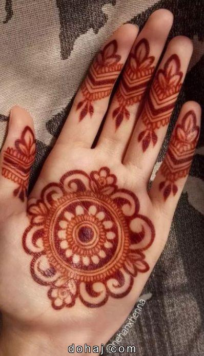 Simple Lotus Mehndi Design Front Hand