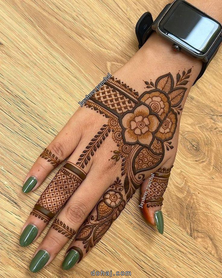 Simple Mehndi Design Flower Front Hand