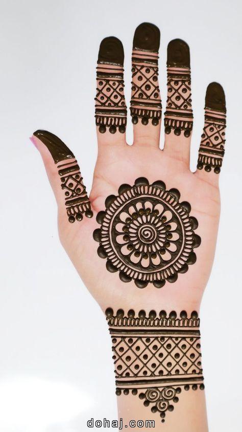 Simple Mehndi Design Flower Front Hand.