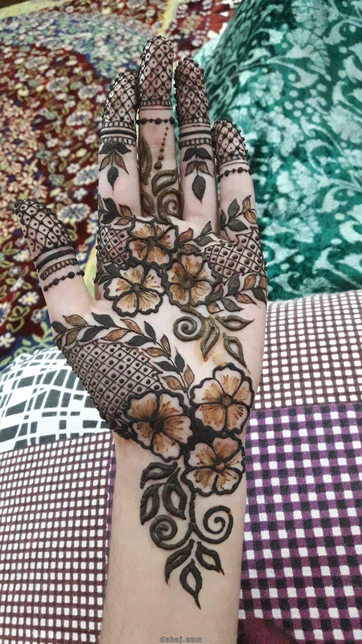 Simple Mehndi Design One Finger Front Hand