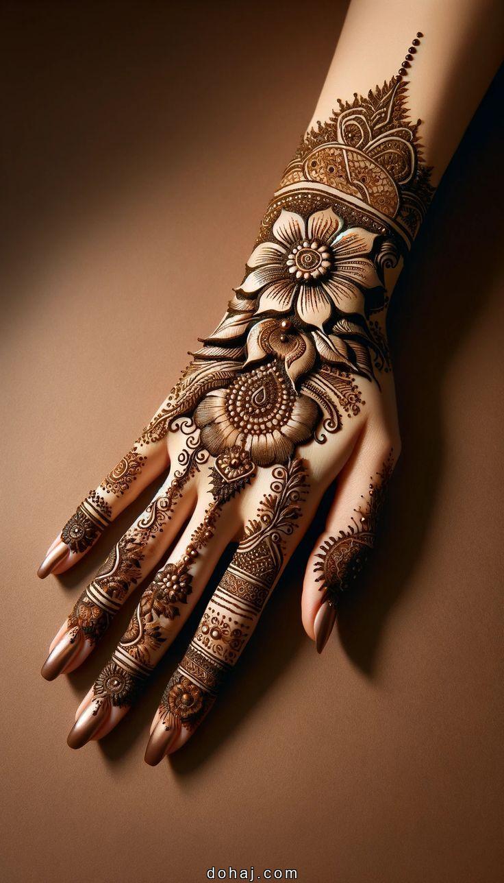 Simple One Side Mehndi Design For Front Hand