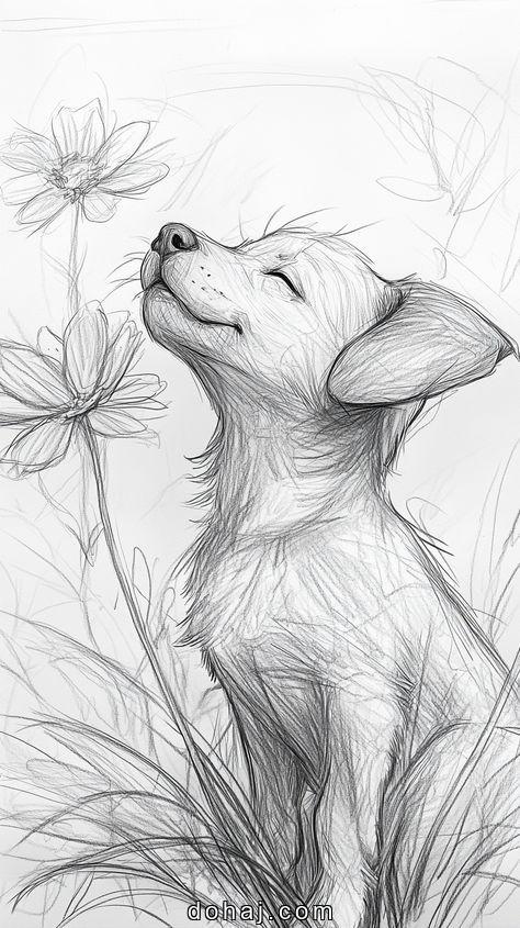 Skeleton Dog Drawing