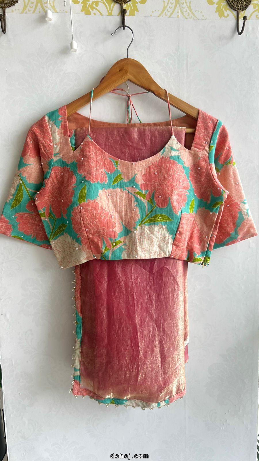 Sky Blue Saree With Black Blouse