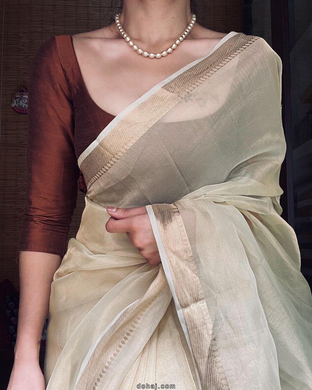 Traditional Boat Neck Blouse Design For Silk Saree