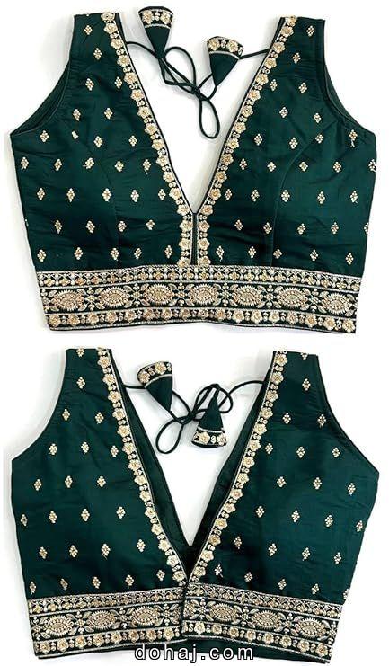 V Neck Back Blouse Designs