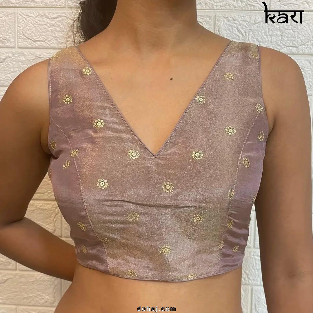 V Neck Sleeveless Blouse Designs